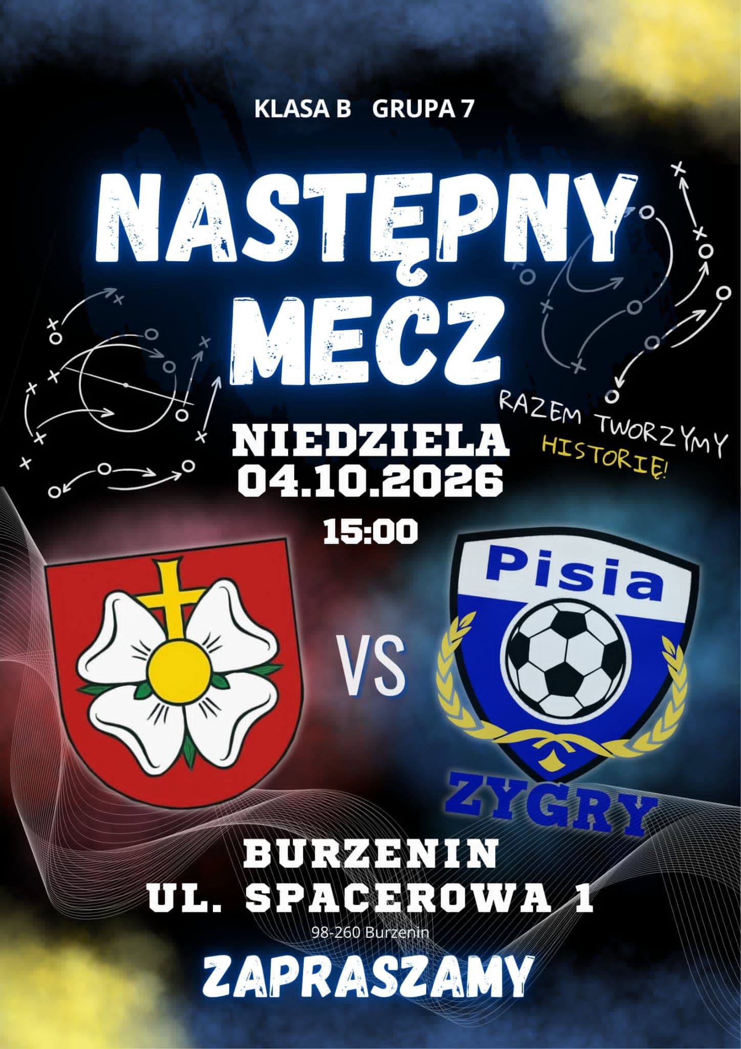 Plakat meczu GKS Pisia Zygry w Burzeninie 4 października 2026 o 15:00