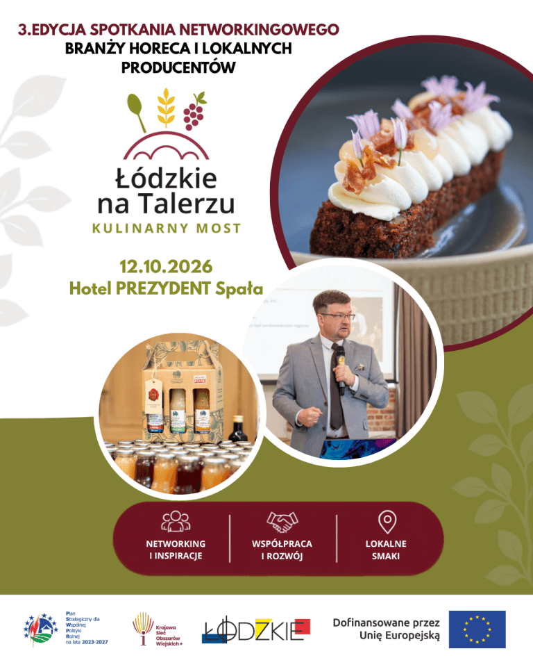Plakat spotkania biznesowego Łódzkie na Talerzu – Kulinarny Most