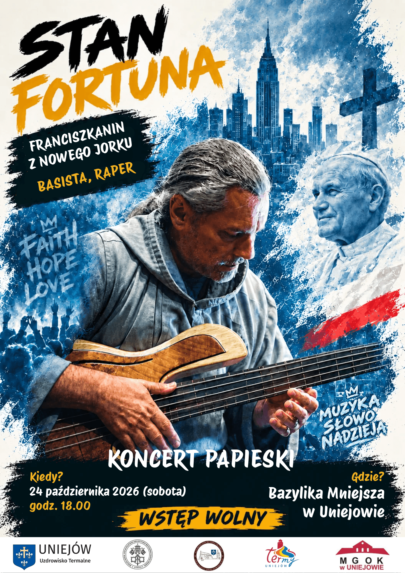 Plakat koncertu Stana Fortuny: Uniejów, 24 października 2026, godz. 18:00, wstęp wolny