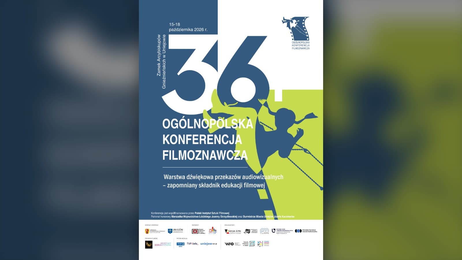 Plakat 36. Ogólnopolskiej Konferencji Filmoznawczej w Zamku w Uniejowie, 15–18 października 2026