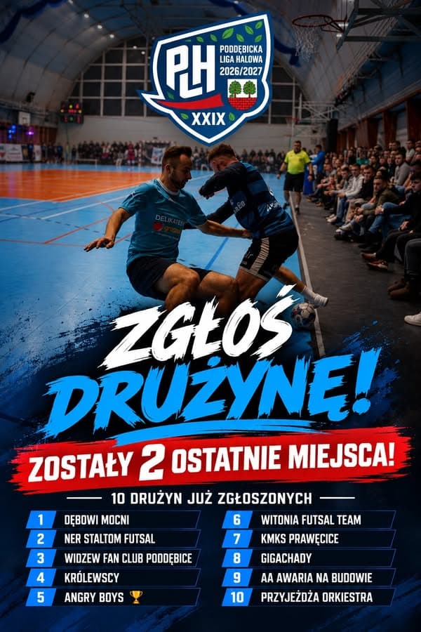 Plakat PLH 2026/2027: zgłoś drużynę, zostały dwa ostatnie miejsca