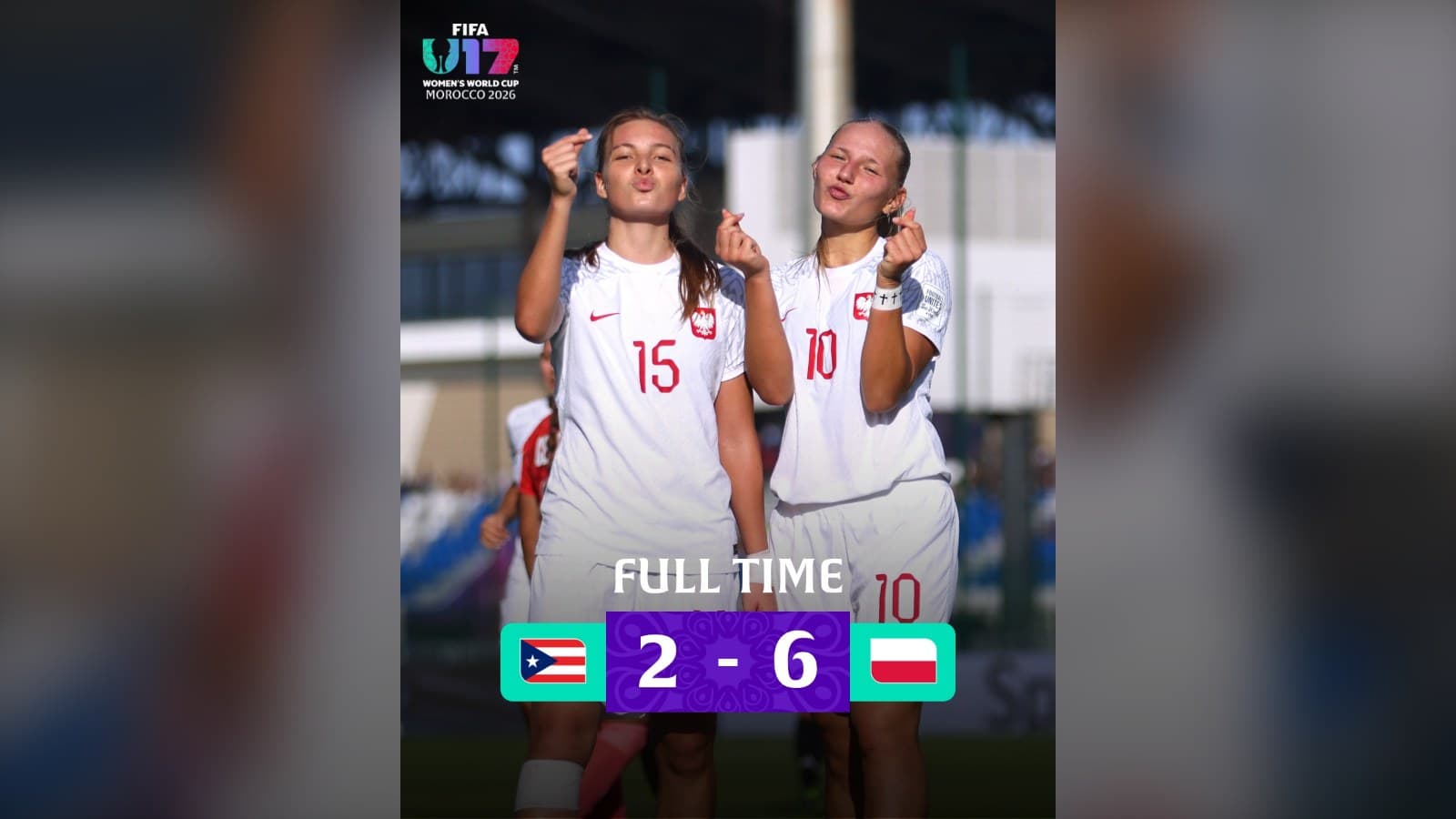 Grafika FIFA z wynikiem Portoryko – Polska 2:6