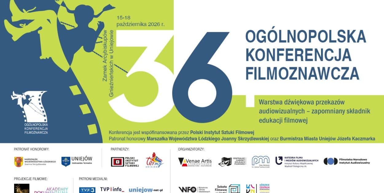Plakat 36. Ogólnopolskiej Konferencji Filmoznawczej w Uniejowie, 15–18 października 2026