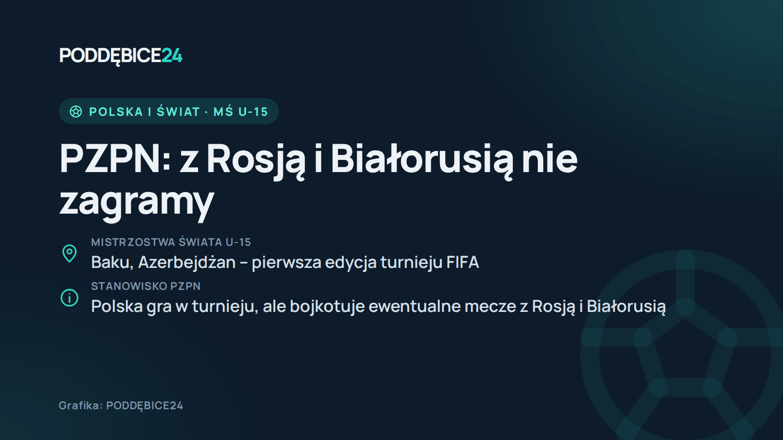 Grafika: PZPN zapowiada bojkot meczów z Rosją i Białorusią na MŚ U-15