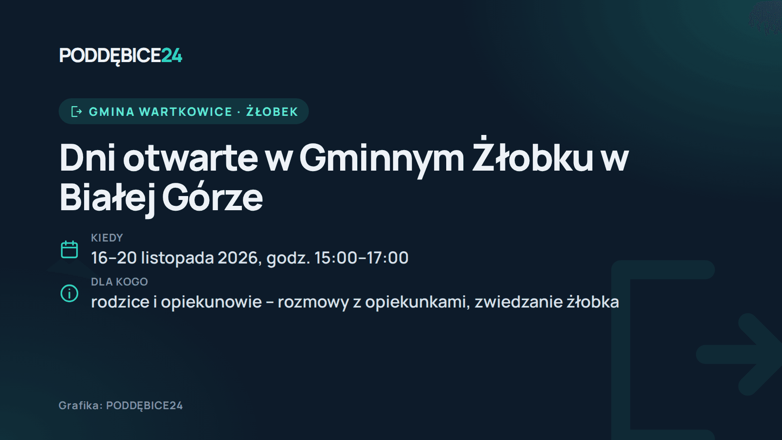 Grafika: dni otwarte w żłobku w Białej Górze